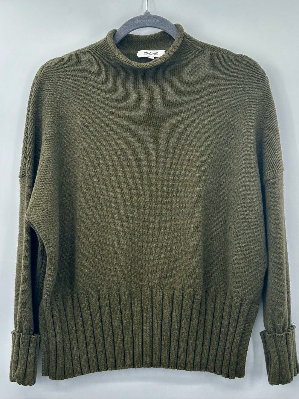 Madewell Army Green Roll neck Wool Blend Sweater size M